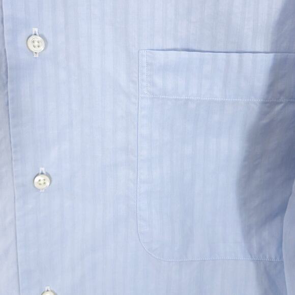 Ermenegildo Zegna Dress Shirt Mens 17-36 Blue Striped Portfino Comfort Button Up - Picture 3 of 13